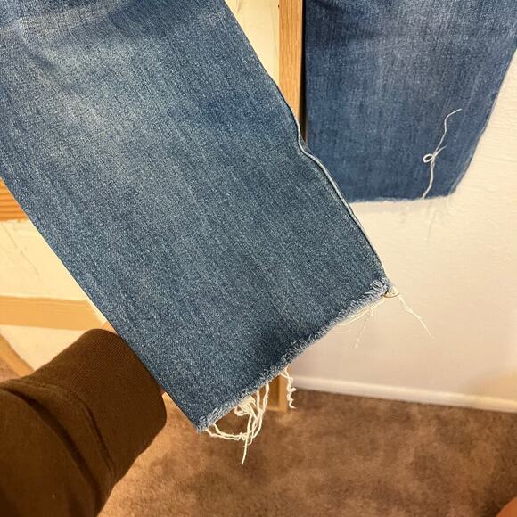 Madewell High Rise Slim Cropped Raw Hem The Boyjean Dark Wash Jeans 32 - Picture 5 of 10